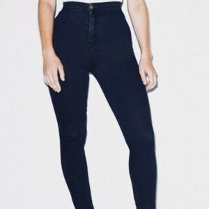 American Apparel Dark Wash High Rise Button Fly The Sid Skinny Jeans 31